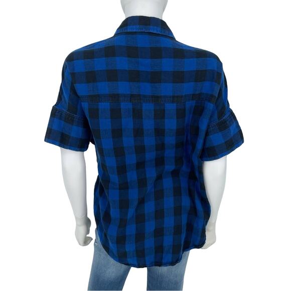 Madewell Women’s Button Down Flannel Courier Shirt in Buffalo Blue Size Small - Picture 5 of 7